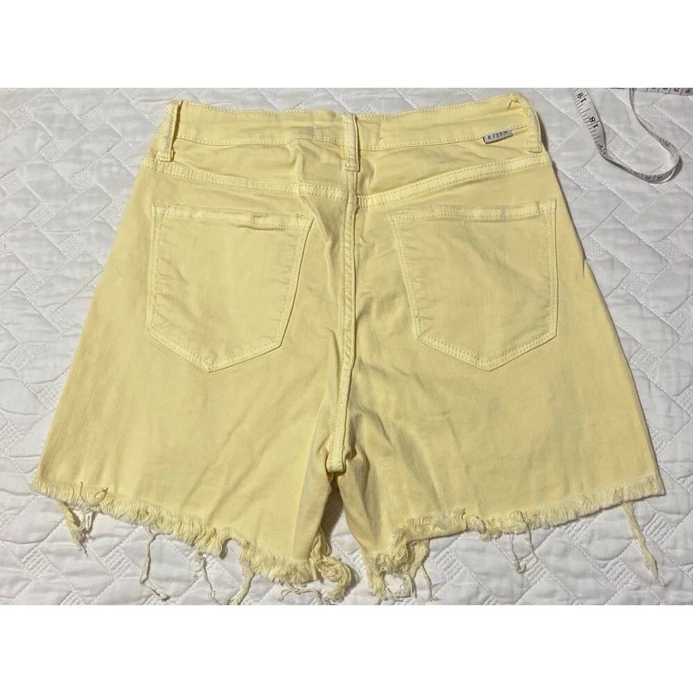 RISEN shorts yellow shorts womens jean shorts stretchy sun butter risen jeans sm